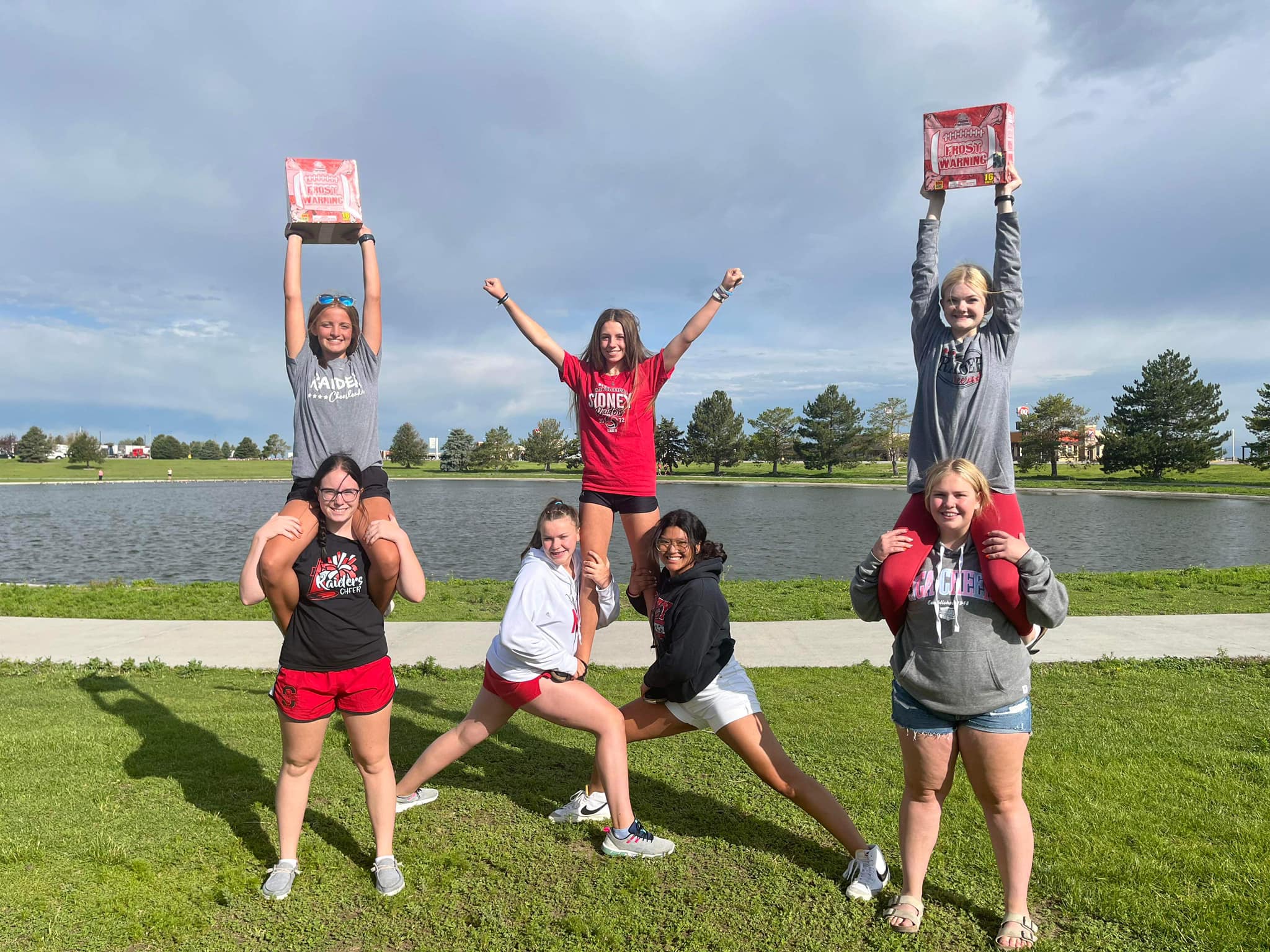 Bellino Fireworks team cheering at an Omaha location
